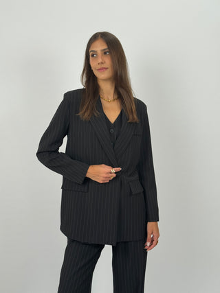 Set Giacca, Gilet e Pantalone Gessato Sinner Nero