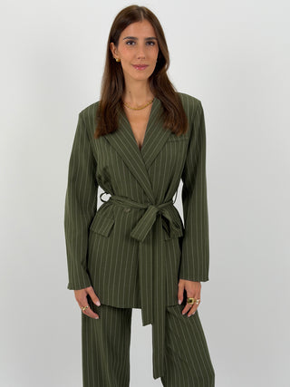 Tailleur Gessato con Cintura Brave Intense Verde