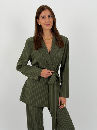 Tailleur Gessato con Cintura Brave Intense Verde