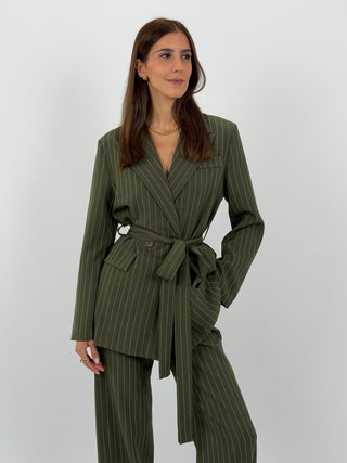 Tailleur Gessato con Cintura Brave Intense Verde
