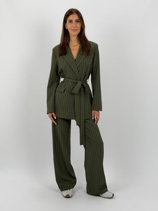 Tailleur Gessato con Cintura Brave Intense Verde