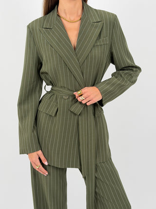 Tailleur Gessato con Cintura Brave Intense Verde