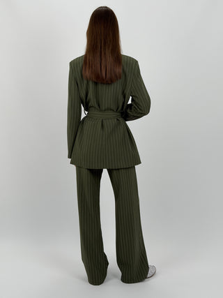 Tailleur Gessato con Cintura Brave Intense Verde