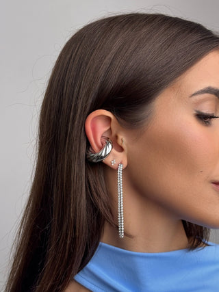 Boucle d'oreille tressée bombée en argent