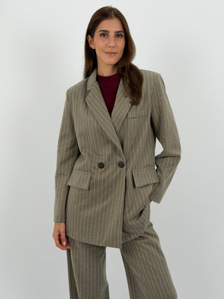 Completo Giacca e Pantalone Gessato Sinner in Panno Beige