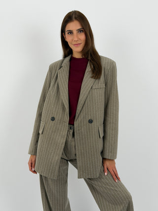 Completo Giacca e Pantalone Gessato Sinner in Panno Beige