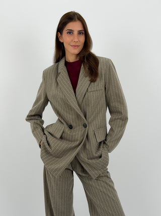 Completo Giacca e Pantalone Gessato Sinner in Panno Beige