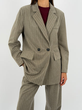 Completo Giacca e Pantalone Gessato Sinner in Panno Beige