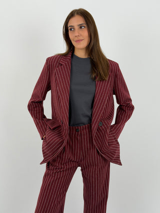 Completo Giacca e Pantalone Gessato Sinner in Panno Bordeaux