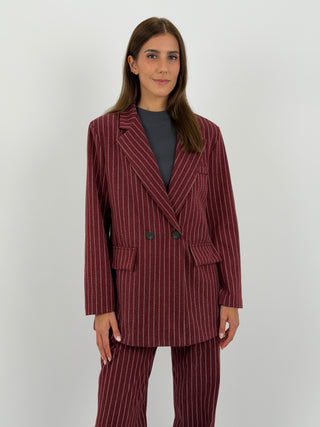 Completo Giacca e Pantalone Gessato Sinner in Panno Bordeaux