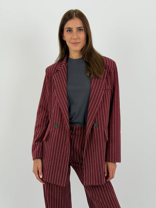 Completo Giacca e Pantalone Gessato Sinner in Panno Bordeaux