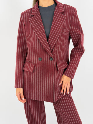 Completo Giacca e Pantalone Gessato Sinner in Panno Bordeaux