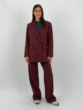 Completo Giacca e Pantalone Gessato Sinner in Panno Bordeaux