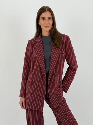 Completo Giacca e Pantalone Gessato Sinner in Panno Bordeaux