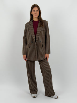 Completo Giacca e Pantalone Gessato Sinner in Panno Marrone