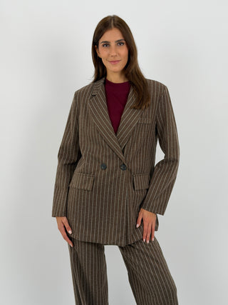 Completo Giacca e Pantalone Gessato Sinner in Panno Marrone