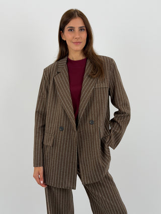 Completo Giacca e Pantalone Gessato Sinner in Panno Marrone