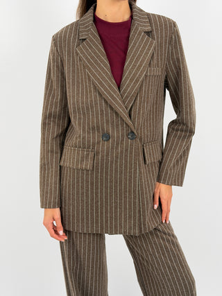 Completo Giacca e Pantalone Gessato Sinner in Panno Marrone