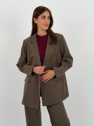 Completo Giacca e Pantalone Gessato Sinner in Panno Marrone