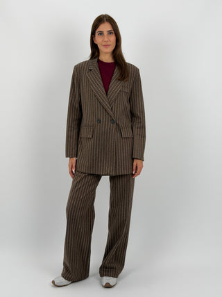 Completo Giacca e Pantalone Gessato Sinner in Panno Marrone