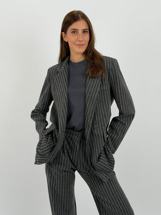 Completo Giacca e Pantalone Gessato Sinner in Panno Grigio Scuro