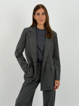 Completo Giacca e Pantalone Gessato Sinner in Panno Grigio Scuro