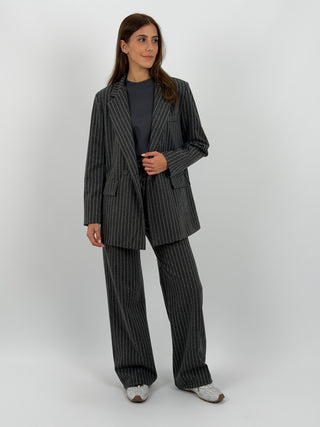 Completo Giacca e Pantalone Gessato Sinner in Panno Grigio Scuro