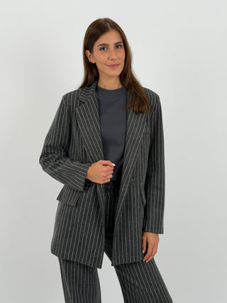 Completo Giacca e Pantalone Gessato Sinner in Panno Grigio Scuro