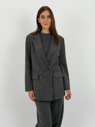 Completo Giacca e Pantalone Gessato Sinner in Panno Grigio Scuro