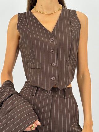 Gilet Gessato Sinner Intense Marrone