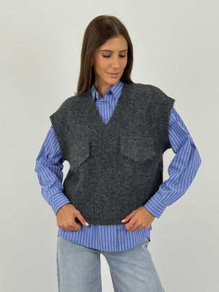 Gilet con Tasconi Grigio