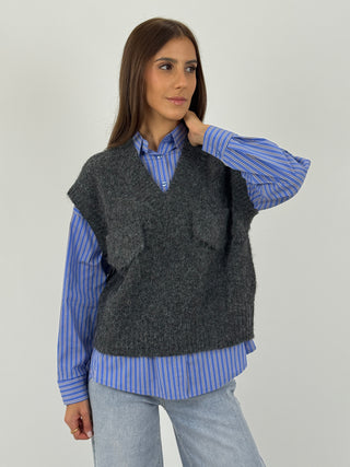 Gilet con Tasconi Grigio