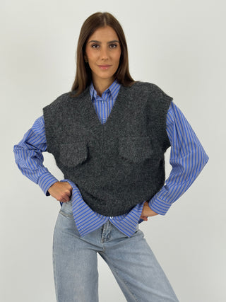 Gilet con Tasconi Grigio