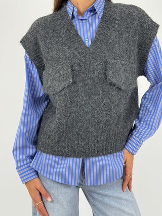 Gilet con Tasconi Grigio