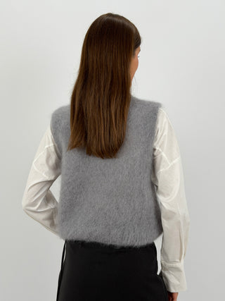 Gilet in Kid Mohair Grigio