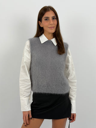 Gilet in Kid Mohair Grigio