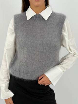 Gilet in Kid Mohair Grigio