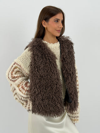 Gilet in Eco Mongolia Marrone