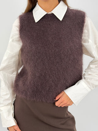 Gilet in Kid Mohair Marrone