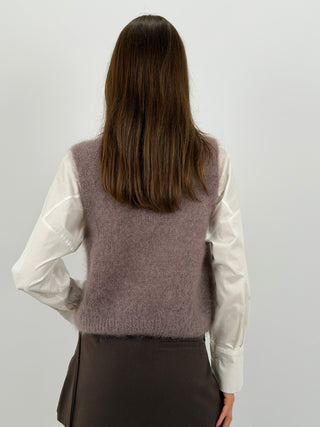 Gilet in Kid Mohair Mocha Mousse