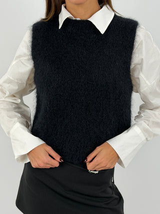 Gilet in Kid Mohair Nero