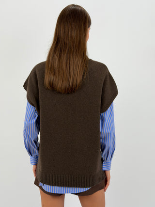 Gilet in Lana Marrone