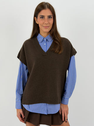Gilet in Lana Marrone