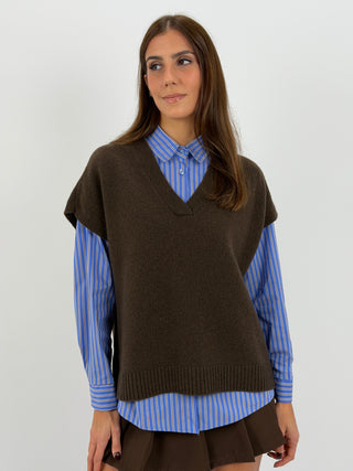 Gilet in Lana Marrone