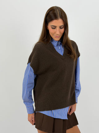 Gilet in Lana Marrone