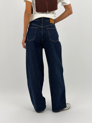 Jeans Lumina Wide Leg Sfrangiato Blu