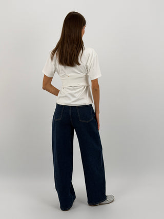Jeans Lumina Wide Leg Sfrangiato Blu