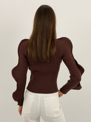 Maglia Butterfly con Zip Marrone