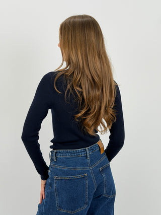 Maglia a Costine Blu