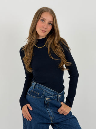 Maglia a Costine Blu